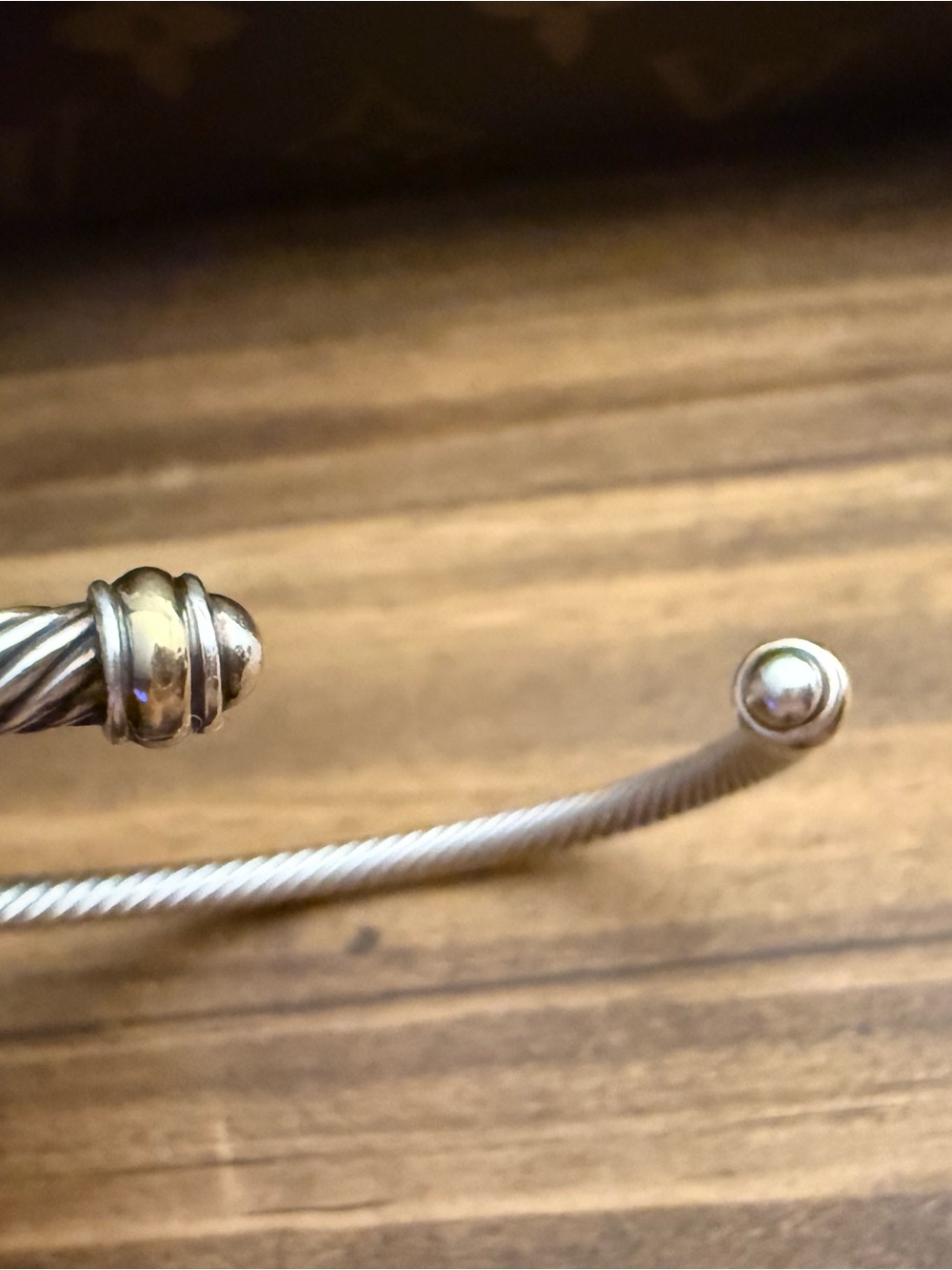 David Yurman Silver Cable Open Cuff Bracelet - Picture 4 of 5